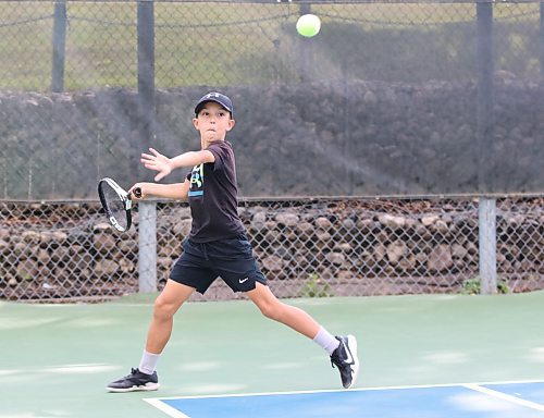 Beckett Onischuk gets ready to hit what proved to be a winner during the Wheat City Tennis Club's annual Pie Tournament on Saturday afternoon. (Perry Bergson/The Brandon Sun)
Sept. 21, 2024