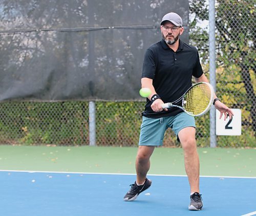 Chad McNish returns a serve during the Wheat City Tennis Club's annual Pie Tournament on Saturday afternoon. (Perry Bergson/The Brandon Sun)
Sept. 21, 2024