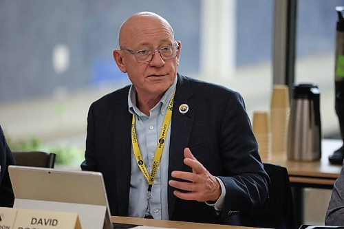 Brandon University president David Docherty presents his report to board members during the Board of Governors regular meeting on Saturdayt morning. (Abiola Odutola/The Brandon Sun)