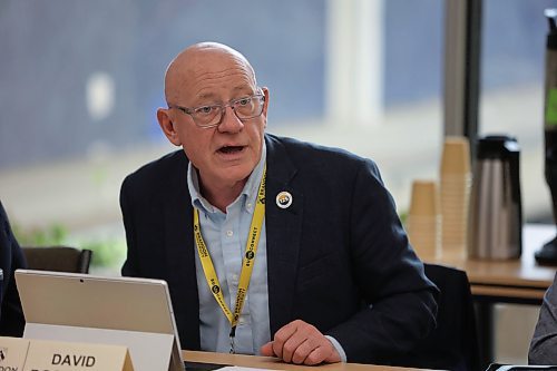 Brandon University president David Docherty presents his report to board members during the Board of Governors regular meeting on Saturdayt morning. (Abiola Odutola/The Brandon Sun)