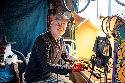 MIKAELA MACKENZIE / WINNIPEG FREE PRESS
	
Jeff Nelson, who makes wooden pipes for pot smokers, in his garage workshop on Monday, Sept. 23, 2024. 

For AV story.
Winnipeg Free Press 2024