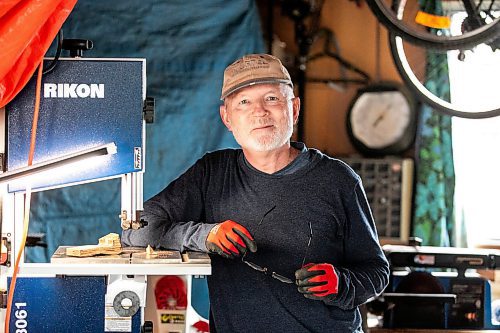 MIKAELA MACKENZIE / WINNIPEG FREE PRESS
	
Jeff Nelson, who makes wooden pipes for pot smokers, in his garage workshop on Monday, Sept. 23, 2024. 

For AV story.
Winnipeg Free Press 2024