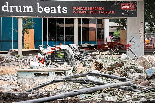 MIKAELA MACKENZIE / WINNIPEG FREE PRESS
	
Rubble at Air Canada Park, where some historical items were destroyed in the redevelopment, on Monday, Sept. 23, 2024. 

For Joyanne story.
Winnipeg Free Press 2024