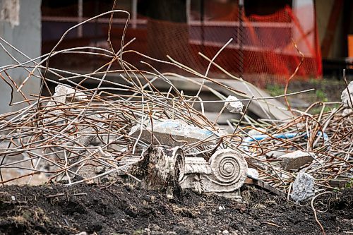 MIKAELA MACKENZIE / WINNIPEG FREE PRESS
	
Rubble at Air Canada Park, where some historical items were destroyed in the redevelopment, on Monday, Sept. 23, 2024. 

For Joyanne story.
Winnipeg Free Press 2024