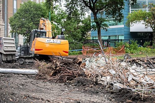 MIKAELA MACKENZIE / WINNIPEG FREE PRESS
	
Rubble at Air Canada Park, where some historical items were destroyed in the redevelopment, on Monday, Sept. 23, 2024. 

For Joyanne story.
Winnipeg Free Press 2024