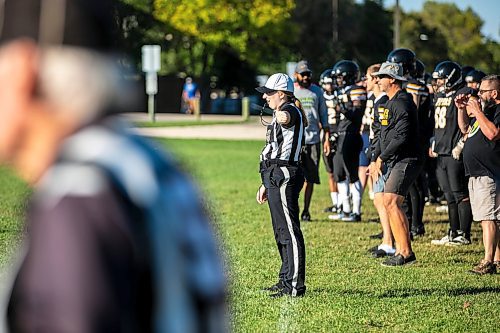 MIKAELA MACKENZIE / WINNIPEG FREE PRESS
	
La Salle&#x2019;s Kennedy Molloy officiates a game between John Taylor and Portage Collegiate at John Taylor High School field on Friday, Sept. 20, 2024. 

For sports story.
Winnipeg Free Press 2024