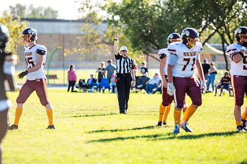 MIKAELA MACKENZIE / WINNIPEG FREE PRESS
	
La Salle&#x2019;s Kennedy Molloy officiates a game between John Taylor and Portage Collegiate at John Taylor High School field on Friday, Sept. 20, 2024. 

For sports story.
Winnipeg Free Press 2024