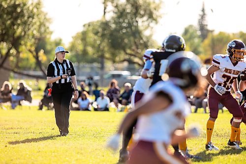 MIKAELA MACKENZIE / WINNIPEG FREE PRESS
	
La Salle&#x2019;s Kennedy Molloy officiates a game between John Taylor and Portage Collegiate at John Taylor High School field on Friday, Sept. 20, 2024. 

For sports story.
Winnipeg Free Press 2024