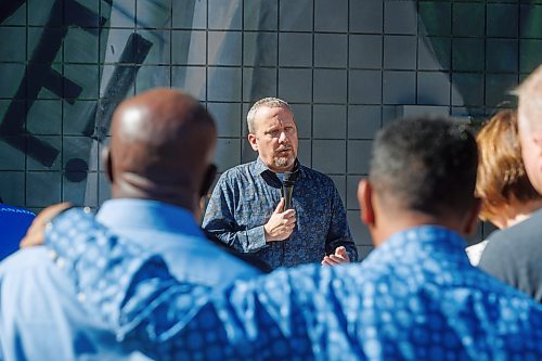 MIKE DEAL / FREE PRESS
Chris Scott, ATU President, speaks as a number of people gather for a rally in the parking lot beside Union Centre, 275 Broadway, to demand equal rights, permanent resident status for all migrants, and to reject racist scapegoating related to housing, healthcare, and affordability crises.
Reporter: Carol Sanders
240924 - Tuesday, September 24, 2024.