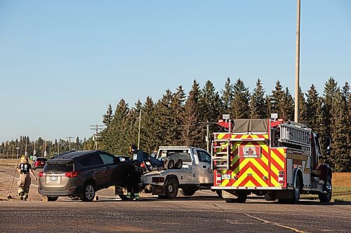 25092025
Emergency Services members work at the scene of a collision at the intersection of the Trans Canada Highway and Highway 5 just north of Carberry, late Wednesday afternoon. At least two vehicles were involved in the collision. No details were provided by RCMP on scene.
(Tim Smith/The Brandon Sun)