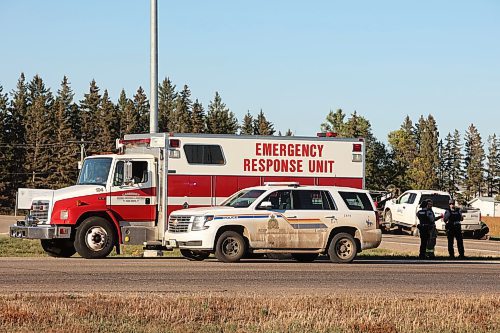 25092025
Emergency Services members work at the scene of a collision at the intersection of the Trans Canada Highway and Highway 5 just north of Carberry, late Wednesday afternoon. At least two vehicles were involved in the collision. No details were provided by RCMP on scene.
(Tim Smith/The Brandon Sun)