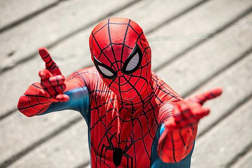 MIKAELA MACKENZIE / FREE PRESS
	
Josh Pchajek, a 22-year-old who bills himself as the Winnipeg Webhead, on Wednesday, Sept. 25, 2024. For the last three years, Josh has been portraying Spider-Man at events all over the city.

For Dave Sanderson story.
Winnipeg Free Press 2024