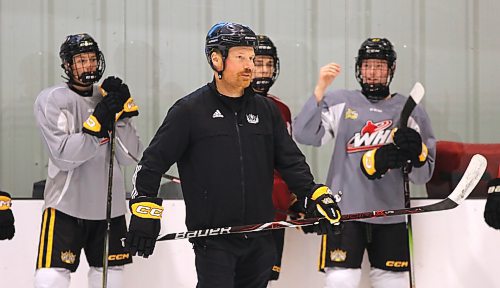 Under-18 AAA Brandon Wheat Kings head coach Travis Mealy, shown during practice at J&amp;G Homes Arena earlier this week, said his team will be facing opponents looking for payback every single game. (Perry Bergson/The Brandon Sun)
Sept. 27, 2024