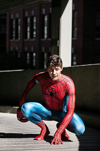 MIKAELA MACKENZIE / FREE PRESS
	
Josh Pchajek, a 22-year-old who bills himself as the Winnipeg Webhead, on Wednesday, Sept. 25, 2024. For the last three years, Josh has been portraying Spider-Man at events all over the city.

For Dave Sanderson story.
Winnipeg Free Press 2024