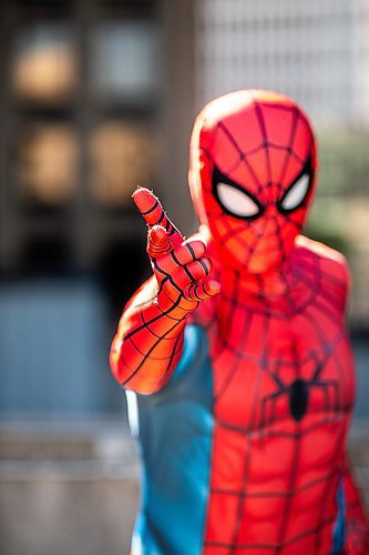 MIKAELA MACKENZIE / FREE PRESS
	
Josh Pchajek, a 22-year-old who bills himself as the Winnipeg Webhead, on Wednesday, Sept. 25, 2024. For the last three years, Josh has been portraying Spider-Man at events all over the city.

For Dave Sanderson story.
Winnipeg Free Press 2024