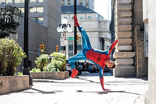 MIKAELA MACKENZIE / FREE PRESS
	
Josh Pchajek, a 22-year-old who bills himself as the Winnipeg Webhead, on Wednesday, Sept. 25, 2024. For the last three years, Josh has been portraying Spider-Man at events all over the city.

For Dave Sanderson story.
Winnipeg Free Press 2024