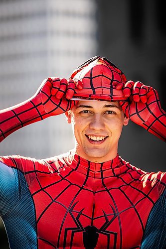 MIKAELA MACKENZIE / FREE PRESS
	
Josh Pchajek, a 22-year-old who bills himself as the Winnipeg Webhead, on Wednesday, Sept. 25, 2024. For the last three years, Josh has been portraying Spider-Man at events all over the city.

For Dave Sanderson story.
Winnipeg Free Press 2024