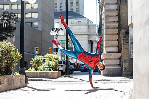 MIKAELA MACKENZIE / FREE PRESS
	
Josh Pchajek, a 22-year-old who bills himself as the Winnipeg Webhead, on Wednesday, Sept. 25, 2024. For the last three years, Josh has been portraying Spider-Man at events all over the city.

For Dave Sanderson story.
Winnipeg Free Press 2024