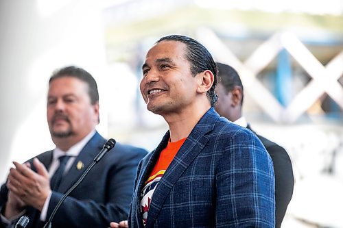 MIKAELA MACKENZIE / FREE PRESS
	
Premier Wab Kinew speaks at a federal funding announcement at Portage Place on Friday, Sept. 27, 2024.

For Joyanne Story.
Winnipeg Free Press 2024