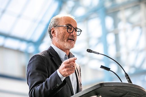 MIKAELA MACKENZIE / FREE PRESS
	
Jim Ludlow, president of True North Sports &amp; Entertainment's real estate development division, speaks at a federal funding announcement at Portage Place on Friday, Sept. 27, 2024.

For Joyanne Story.
Winnipeg Free Press 2024