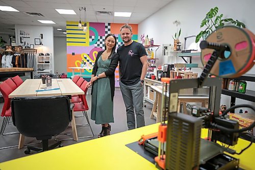 Ruth Bonneville / Free Press

BIZ - Pop Colab

Business portrait of Donavan Robinson, co-owner of Pop Colab and his wife and business partner Lindsay Cabato, in their 1 Lombard Ave. business. 

What: Pop Colab is a new space in the downtown underground where businesses can book &#x201c;fun&#x201d; sessions for staff, like mocktail making and t-shirt printing. Donavan said he was asked to create something that&#x2019;d drive traffic back to the Richardson Building. It&#x2019;s an offering in the tower as employers mandate in-office work. Donavan opened Pop Colab in February and hopes to expand it; he says it boosts productivity.

See story by Gabby


Sept 27th,  2024