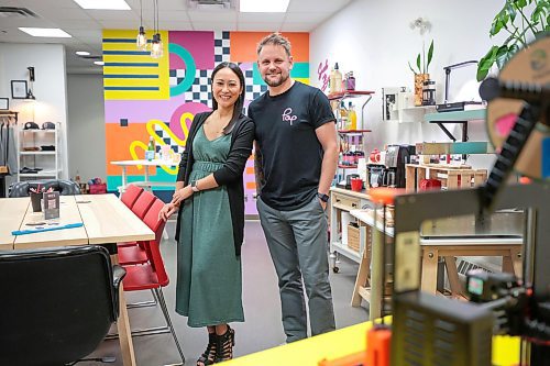 Ruth Bonneville / Free Press

BIZ - Pop Colab

Business portrait of Donavan Robinson, co-owner of Pop Colab and his wife and business partner Lindsay Cabato, in their 1 Lombard Ave. business. 

What: Pop Colab is a new space in the downtown underground where businesses can book &#x201c;fun&#x201d; sessions for staff, like mocktail making and t-shirt printing. Donavan said he was asked to create something that&#x2019;d drive traffic back to the Richardson Building. It&#x2019;s an offering in the tower as employers mandate in-office work. Donavan opened Pop Colab in February and hopes to expand it; he says it boosts productivity.

See story by Gabby


Sept 27th,  2024