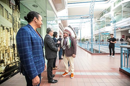 MIKAELA MACKENZIE / FREE PRESS

Minister Dan Vandal and SCO grand chief Jerry Daniels shake hands before a federal funding announcement at Portage Place on Friday, Sept. 27, 2024.

For Joyanne Story.
Winnipeg Free Press 2024