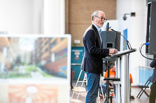 MIKAELA MACKENZIE / FREE PRESS
	
Jim Ludlow, president of True North Sports &amp; Entertainment's real estate development division, speaks at a federal funding announcement at Portage Place on Friday, Sept. 27, 2024.

For Joyanne Story.
Winnipeg Free Press 2024