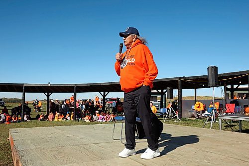 27092024
Former AMC Grand Chief Dennis White Bird of Rolling River First Nation speaks to area students and other guests during the Truth and Reconciliation 2024 event at Rolling River First Nation on Friday. 
(Tim Smith/The Brandon Sun)