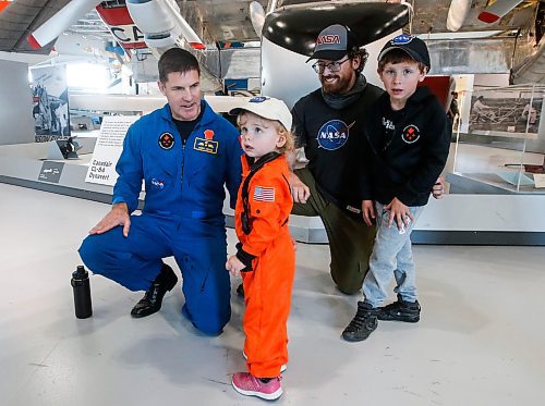 JOHN WOODS / FREE PRESS
Canadian astronaut Jeremy Hansen speaks and meets with Corey King and his children Romana, left, and Alistair at Aviation Museum of Western Canada Sunday, September 29, 2024. Hansen will be the first Canadian astronaut selected for a mission around the moon. 

Reporter: tyler