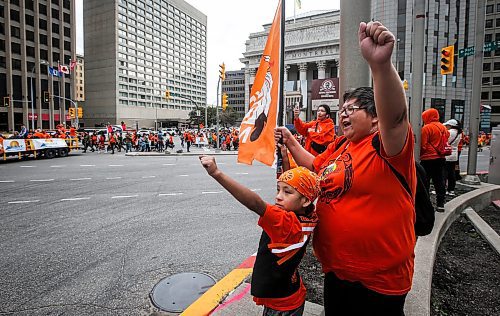 JOHN WOODS / FREE PRESS
People gather for Truth And Reconciliation Day or Orange Shirt Day in Manitoba as they walk down Portage and Main in Winnipeg Monday, September 30, 2024.  

Reporter: tyler