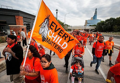 JOHN WOODS / FREE PRESS
People gather for Truth And Reconciliation Day or Orange Shirt Day in Manitoba as they walk down York Ave in Winnipeg Monday, September 30, 2024.  

Reporter: tyler