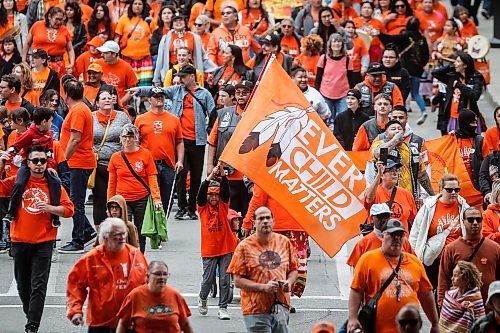 JOHN WOODS / FREE PRESS
People gather for Truth And Reconciliation Day or Orange Shirt Day in Manitoba as they walk down York Ave in Winnipeg Monday, September 30, 2024.  

Reporter: tyler