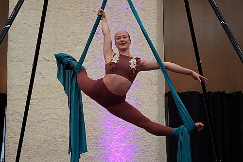 Ella Guthrie with Steppin' Time Dance Studio performs an aerial silks routine for guests at the Western Manitoba Centennial Auditorium 55th Anniversary Fundraiser Gala in the auditorium on Tuesday evening. See story on Page A2. (Tim Smith/The Brandon Sun)