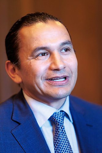 MIKE DEAL / FREE PRESS
Embargoed until October 3/24.  
Premier Wab Kinew during a one-on-one interview with reporter Carol Sanders in his office at the Manitoba Legislative Building Tuesday morning.
Reporter: Carol Sanders
241001 - Tuesday, October 01, 2024.