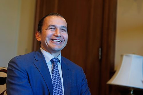 MIKE DEAL / FREE PRESS
Embargoed until October 3/24.  
Premier Wab Kinew during a one-on-one interview with reporter Carol Sanders in his office at the Manitoba Legislative Building Tuesday morning.
Reporter: Carol Sanders
241001 - Tuesday, October 01, 2024.