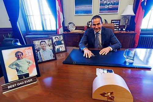 MIKE DEAL / FREE PRESS
Embargoed until October 3/24.  
Premier Wab Kinew during a one-on-one interview with reporter Carol Sanders in his office at the Manitoba Legislative Building Tuesday morning.
Reporter: Carol Sanders
241001 - Tuesday, October 01, 2024.