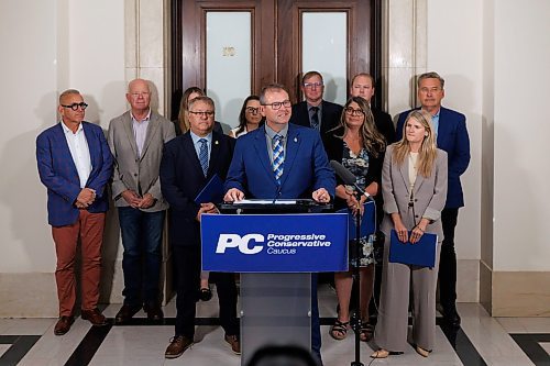 MIKE DEAL / FREE PRESS
Leader of the Official Opposition Wayne Ewasko announces changes to the critic roles heading into the fall sitting of the Manitoba legislature at the Manitoba Legislative Building Tuesday afternoon.
Reporter: Carol Sanders
241001 - Tuesday, October 01, 2024.