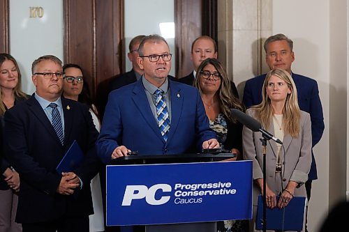 MIKE DEAL / FREE PRESS
Leader of the Official Opposition Wayne Ewasko announces changes to the critic roles heading into the fall sitting of the Manitoba legislature at the Manitoba Legislative Building Tuesday afternoon.
Reporter: Carol Sanders
241001 - Tuesday, October 01, 2024.