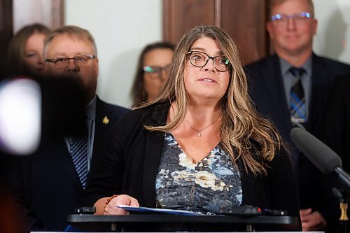 MIKE DEAL / FREE PRESS
Carrie Hiebert, MLA for Morden-Winkler, speaks about being given the roll of critic for Families that is added to her current responsibilities as critic for Housing, Addictions and Homelessness, and Mental Health, heading into the fall sitting of the Manitoba legislature at the Manitoba Legislative Building Tuesday afternoon.
Reporter: Carol Sanders
241001 - Tuesday, October 01, 2024.