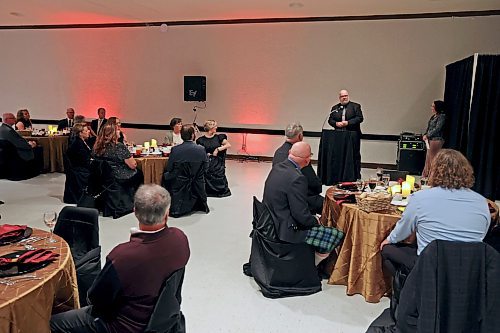 01102024
Shawn Cameron, Chair of the Western Manitoba Centennial Auditorium Board of Governors and Brandon City Councillor, speaks during the Western Manitoba Centennial Auditorium 55th Anniversary Fundraiser Gala at the auditorium on Tuesday evening.
(Tim Smith/The Brandon Sun)