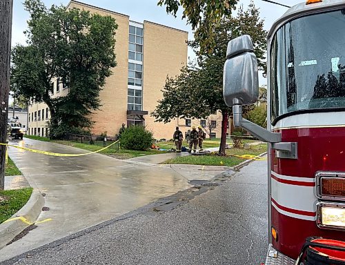 A fire broke out at the Pamela Apartments at 761 Wolseley Ave. on Wednesday morning. (Nicole Buffie / Free Press)
