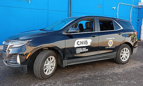 A 2024 black Chevrolet Equinox that was purchased by the Wheat City Lions Club and donated to the CNIB and its sister organization, Vision Loss Rehabilitation Canada. The Wheat City Lions Club has been donating new vehicles to the non-profits for about 50 years. (Michele McDougall/The Brandon Sun)
