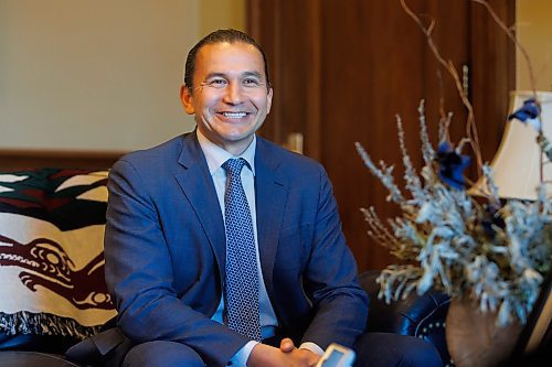 MIKE DEAL / FREE PRESS
Embargoed until October 3/24.  
Premier Wab Kinew during a one-on-one interview with reporter Carol Sanders in his office at the Manitoba Legislative Building Tuesday morning.
Reporter: Carol Sanders
241001 - Tuesday, October 01, 2024.