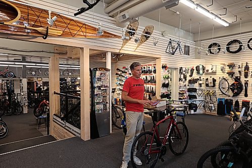 Cyclist Grant Hamilton announces his selection as only Canadian among 25 cyclist selected across the world to participate in pre-Tour de France event in June 2025 at a press conference at the A&amp;L Cycle office located at 201 Rosser Ave. Wednesday afternoon. (Abila Odutola/The Brandon Sun) 