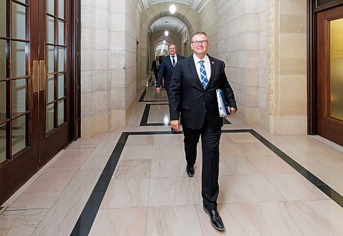 MIKE DEAL / FREE PRESS 
Wayne Ewasko, the interim head of the Progressive Conservative Party leads members of his caucus into the Assembly Chamber as the 1st session of the 43rd Legislature reconvenes Wednesday afternoon.
Reporter: Carol Sanders and Maggie Macintosh
241002 - Wednesday, October 02, 2024.