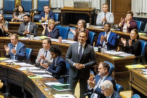 MIKE DEAL / FREE PRESS 
Premier Wab Kinew reacts to a question from the opposition during question period in the Assembly Chamber as the 1st session of the 43rd Legislature reconvenes Wednesday afternoon.
Reporter: Carol Sanders and Maggie Macintosh
241002 - Wednesday, October 02, 2024.