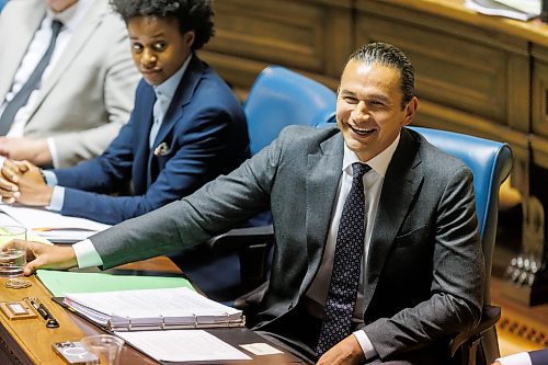 MIKE DEAL / FREE PRESS 
Premier Wab Kinew reacts to a question from the opposition during question period in the Assembly Chamber as the 1st session of the 43rd Legislature reconvenes Wednesday afternoon.
Reporter: Carol Sanders and Maggie Macintosh
241002 - Wednesday, October 02, 2024.