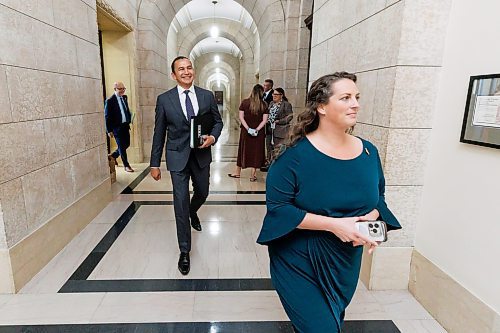 MIKE DEAL / FREE PRESS 
Premier Wab Kinew heads back to the Assembly Chamber after a short break was called during question period because of a fire alarm in the building as the 1st session of the 43rd Legislature reconvenes Wednesday afternoon.
Reporter: Carol Sanders and Maggie Macintosh
241002 - Wednesday, October 02, 2024.