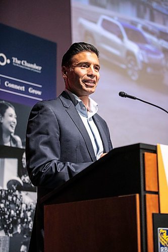 MIKAELA MACKENZIE / FREE PRESS
	
Kristian Aquilina, president of GM Canada, speaks at a Winnipeg Chamber of Commerce &#x201c;At The Table&#x201d; talk at the RBC Convention Centre on Wednesday, Oct. 2, 2024.

For Gabby story.
Winnipeg Free Press 2024